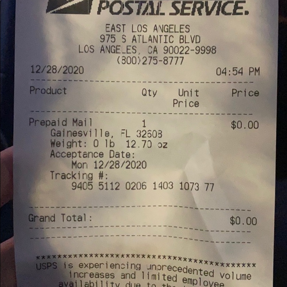 buyers receipt